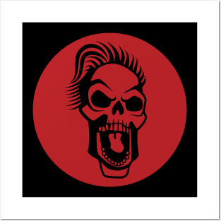 Screaming Skull in Red Circle Posters and Art